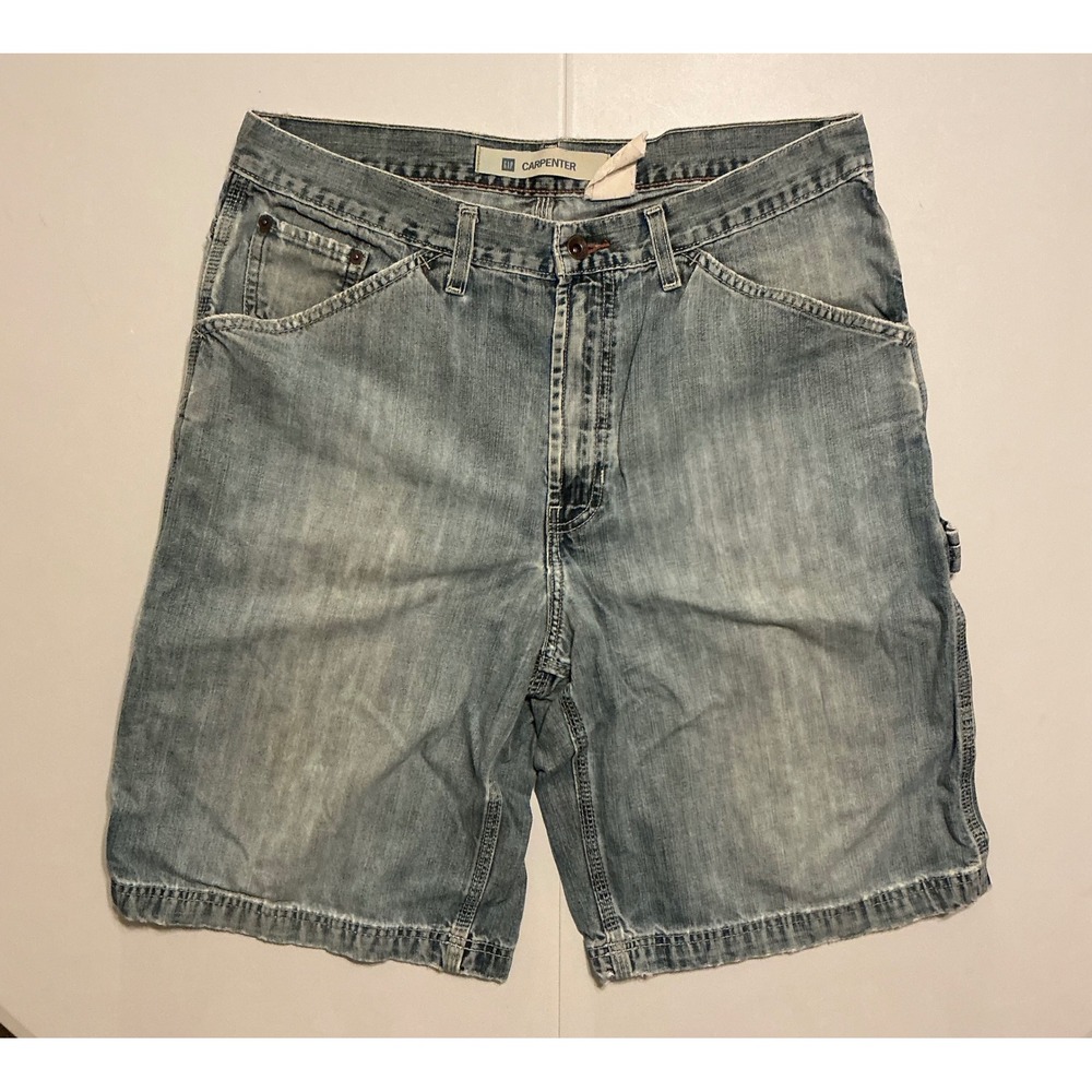 VTG Y2K Gap Baggy Carpenter Shorts‎ Mens 34 Light Wash Denim Utility Skater